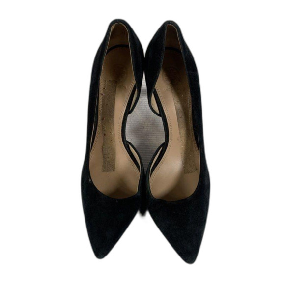 Tory Burch Black Leather Suede Pointed Toe Slip-on Stiletto "D'orsay"  Heels 10M - Picture 1 of 8